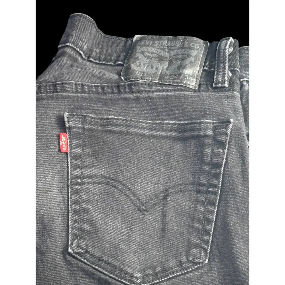 Levis 511 Jeans Mens 34x32 Dark Wash Black Slim Fit Straight Leg Stretch Denim